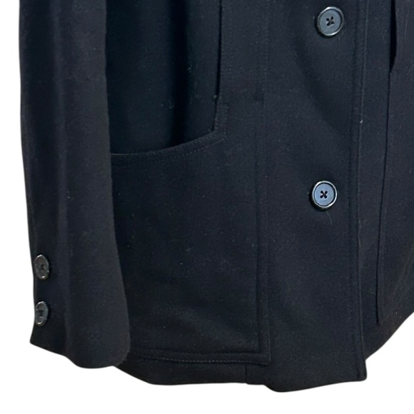 J Crew Womens Wool Blend Pea Coat Jacket Black Small Button Up Pockets - Picture 3 of 5